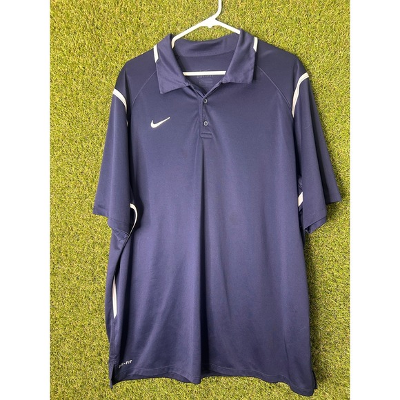 Nike Dri Fit Navy Polo Performance Shirt Moisture‎ Wicking Golf Top Size XXL - Picture 2 of 7